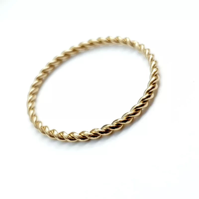 bague Zigzag anneau torsadé en acier inoxydable argenté ou doré