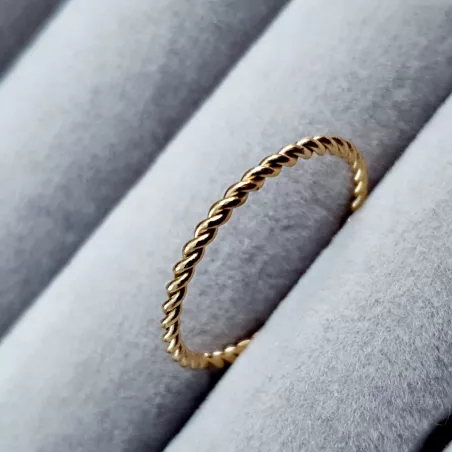 bague Zigzag anneau torsadé en acier inoxydable argenté ou doré