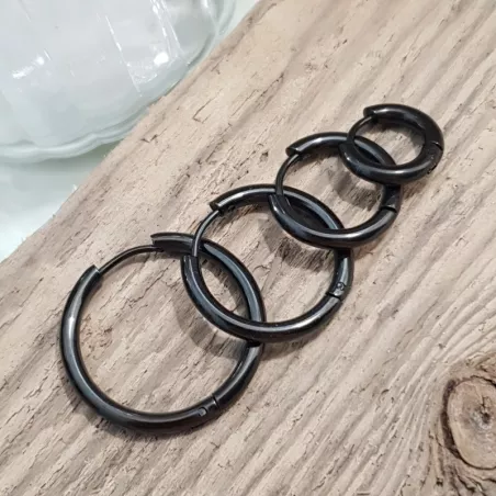 boucles d'oreilles créoles Tau en acier inoxydable argenté doré noir or rose ou multicolore et tailles différentes au ch