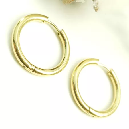 boucles d'oreilles créoles Tau en acier inoxydable argenté doré noir or rose ou multicolore et tailles différentes au choix