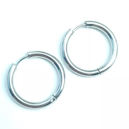 boucles d'oreilles créoles Tau en acier inoxydable argenté et tailles différentes au choix