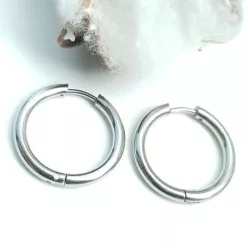 boucles d'oreilles créoles Tau en acier inoxydable argenté et tailles différentes au choix
