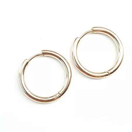 boucles d'oreilles créoles Tau en acier inoxydable or rose et tailles différentes au choix