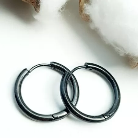 boucles d'oreilles créoles Tau en acier inoxydable argenté doré noir or rose ou multicolore et tailles différentes au ch