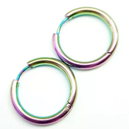 boucles d'oreilles créoles Tau en acier inoxydable argenté doré noir or rose ou multicolore et tailles différentes au ch