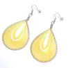 boucles d'oreilles Satin en acier inoxydable argente pendant forme goutte avec tramage fil