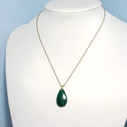 collier fagus en acier inoxydable doré et pendant malachite forme goutte