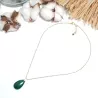 collier fagus en acier inoxydable doré et pendant malachite forme goutte