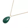 collier fagus en acier inoxydable doré et pendant malachite forme goutte