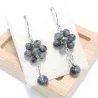 boucles d'oreilles pendantes Alysson labradorite et acier inoxydable argenté forme fleurs