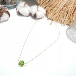 collier alysson en acier inoxydable doré péridot forme fleurs