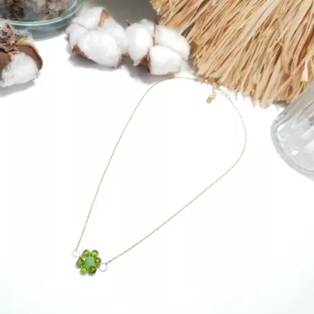 collier alysson en acier inoxydable doré péridot forme fleurs