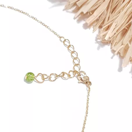 collier alysson en acier inoxydable doré péridot forme fleurs