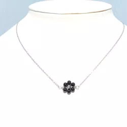 collier alysson en acier inoxydable argenté onyx forme fleurs