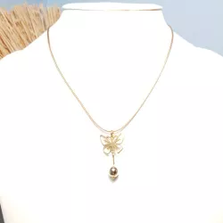 collier Pap, forme papillon doré ou argenté, acier inoxydable, fait à la main