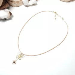 collier Pap, forme papillon doré ou argenté, acier inoxydable, fait à la main