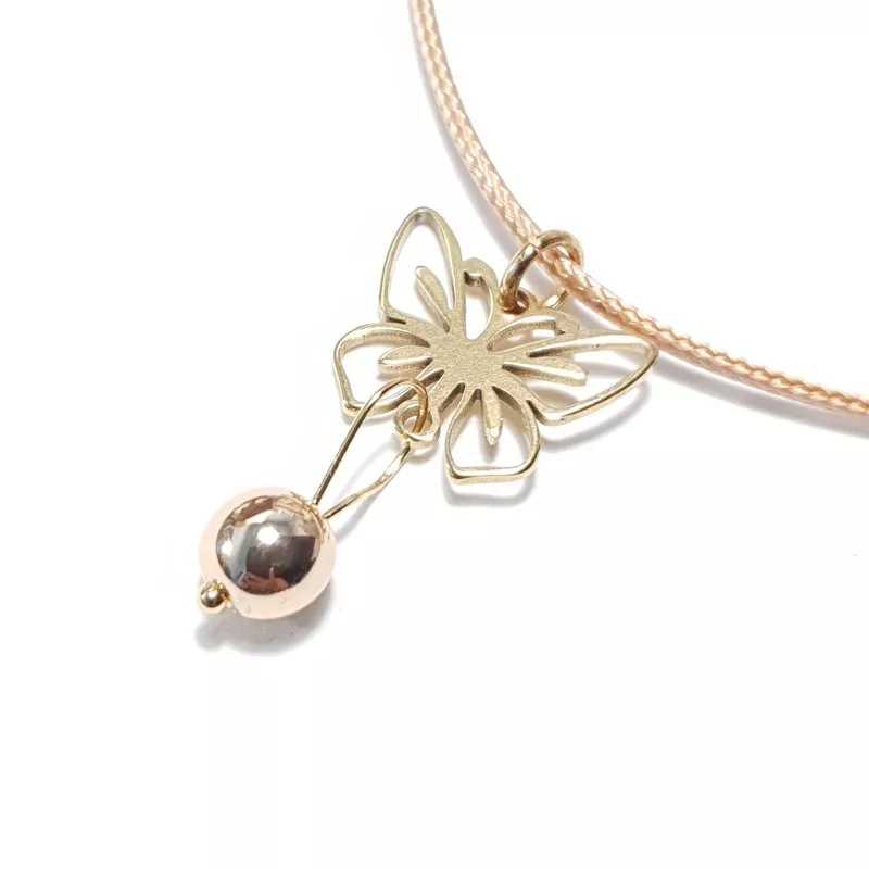 collier Pap, forme papillon doré ou argenté, acier inoxydable, fait à la main
