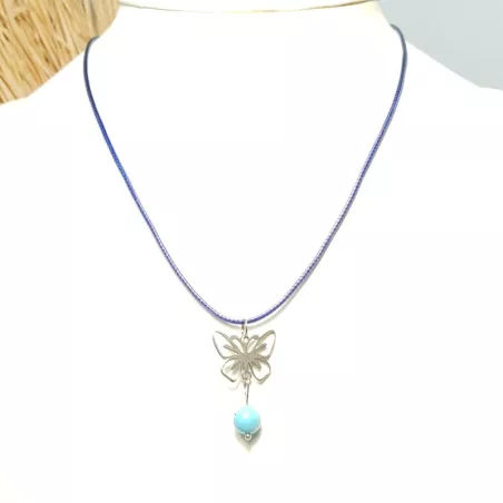 collier Pap, forme papillon doré ou argenté, acier inoxydable, fait à la main