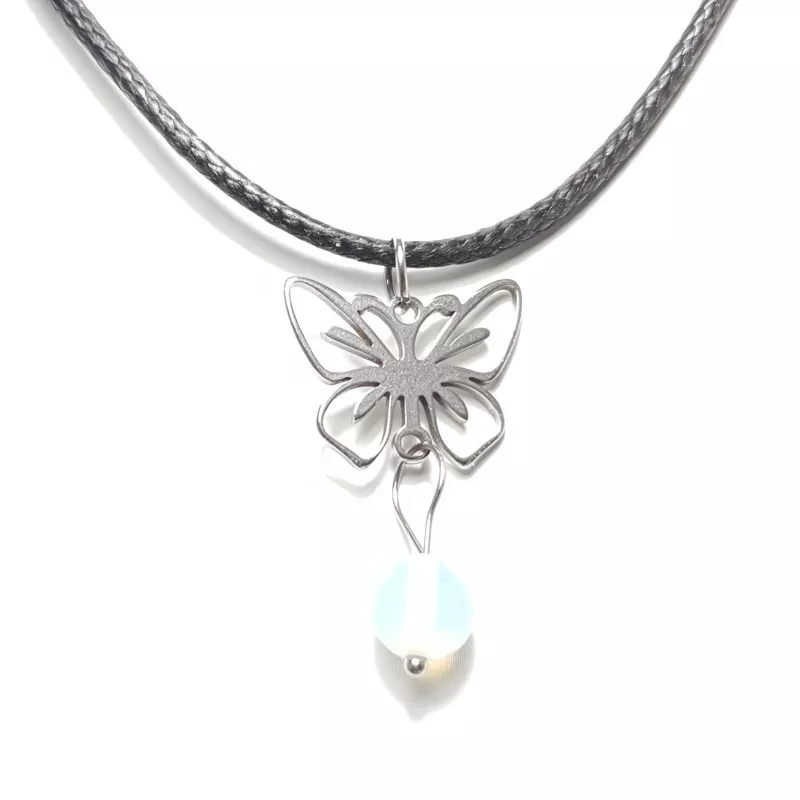 collier Pap, forme papillon doré ou argenté, acier inoxydable, fait à la main