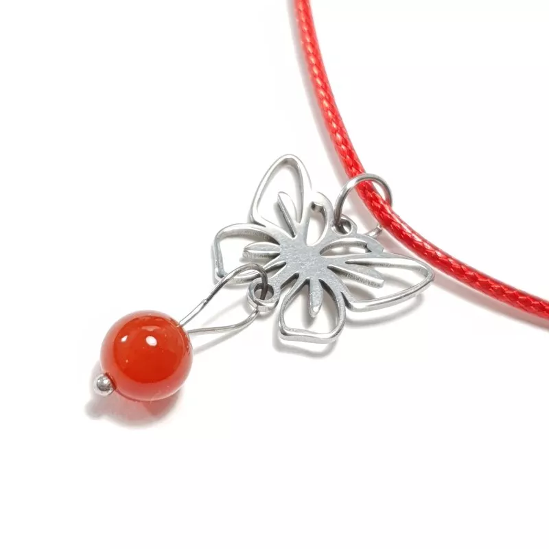 collier Pap, forme papillon doré ou argenté, acier inoxydable, fait à la main