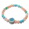 bracelet Cassiop extensible pour homme, pierres naturelle turquoise et céramique bleue , acier inoxydable argenté