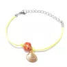 bracelet pour homme, fil en cuir coloré orange, perle en bois et breloque coquillage, acier inoxydable dorée.