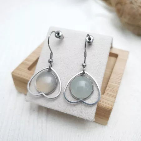 Boucles crochets agates grises