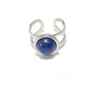 Bague Bella en acier inoxydable argenté et pierre naturelle lapis-lazuli