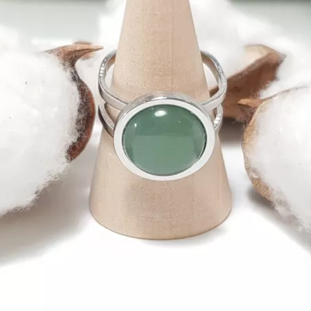 Bague Bellerose est en acier, inoxydable, argenté, réglable, avec une pierre naturelle aventurine