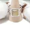 Bague Victoria en acier inoxydable doré et cabochon carré en agate