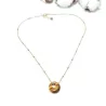 collier donut en acier inoxydable doré, pendentif avec pierre naturelle unique oeil de tigre