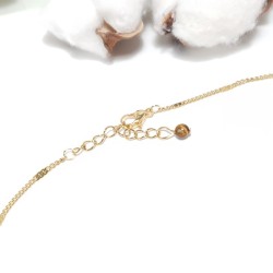 collier donut en acier inoxydable doré, pendentif avec pierre naturelle unique oeil de tigre