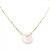 collier donut en acier inoxydable doré, pendentif avec pierre naturelle unique quartz rose