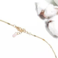 collier donut en acier inoxydable doré, pendentif avec pierre naturelle unique quartz rose