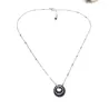 collier donut en acier inoxydable argenté, pendentif avec pierre naturelle unique pierre de soleil bleu