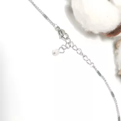 collier donut en acier inoxydable argenté, pendentif avec pierre naturelle unique quartz blanc