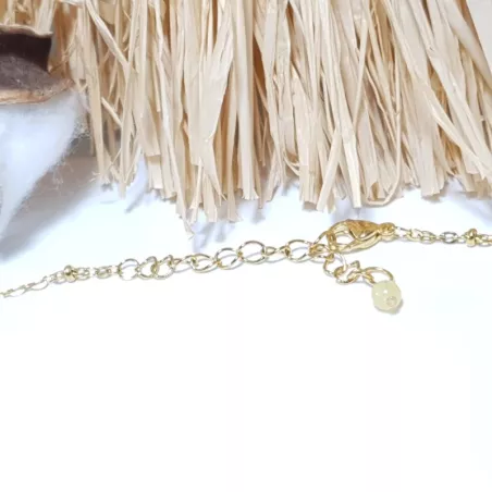 collier pendentif pieris, papillon, et acier inoxydable doré, jade