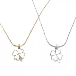 collier trifolium, pendentif forme trèfle, en acier inoxydable doré ou argenté