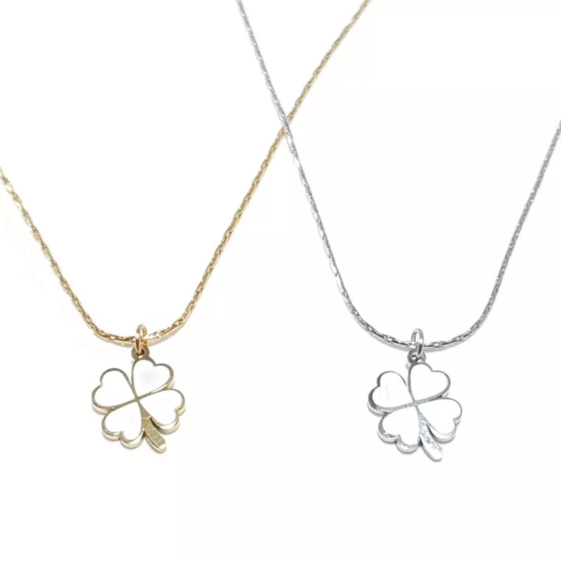 collier trifolium, pendentif forme trèfle, en acier inoxydable doré ou argenté