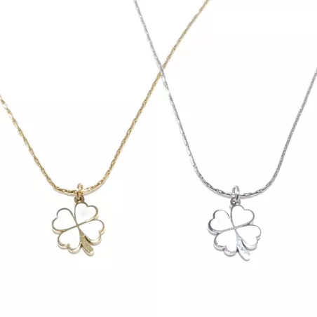 collier trifolium, pendentif forme trèfle, en acier inoxydable doré ou argenté