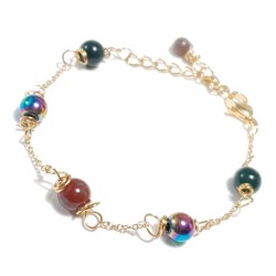 Bracelet Giulia agate indien et acier inoxydable doré