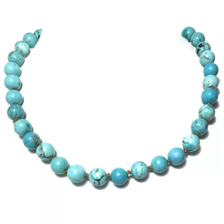 Collier a nœud Adhara turquoise hematite et acier inoxydable doré