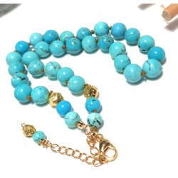 Collier a nœud Adhara turquoise hematite et acier inoxydable doré