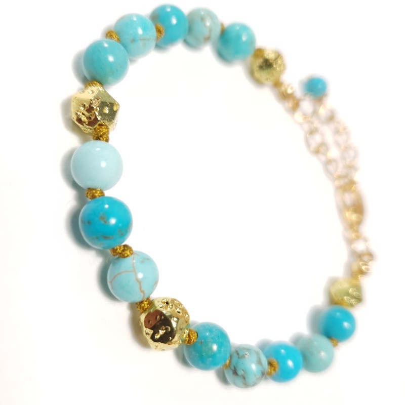 Bracelet Adhara turquoise hematite et acier inoxydable dore