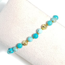 Bracelet Adhara turquoise hematite et acier inoxydable dore