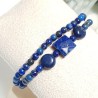 Bracelet double Lobelia lapis-lazuli et acier inoxydable argente