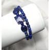 Bracelet double Lobelia lapis-lazuli et acier inoxydable argente