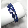 Bracelet double Lobelia lapis-lazuli et acier inoxydable argente