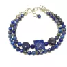 Bracelet double Lobelia lapis-lazuli et acier inoxydable argente