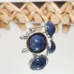 Bouton de manchette Nux en acier inoxydable argenté et lapis-lazuli pour homme